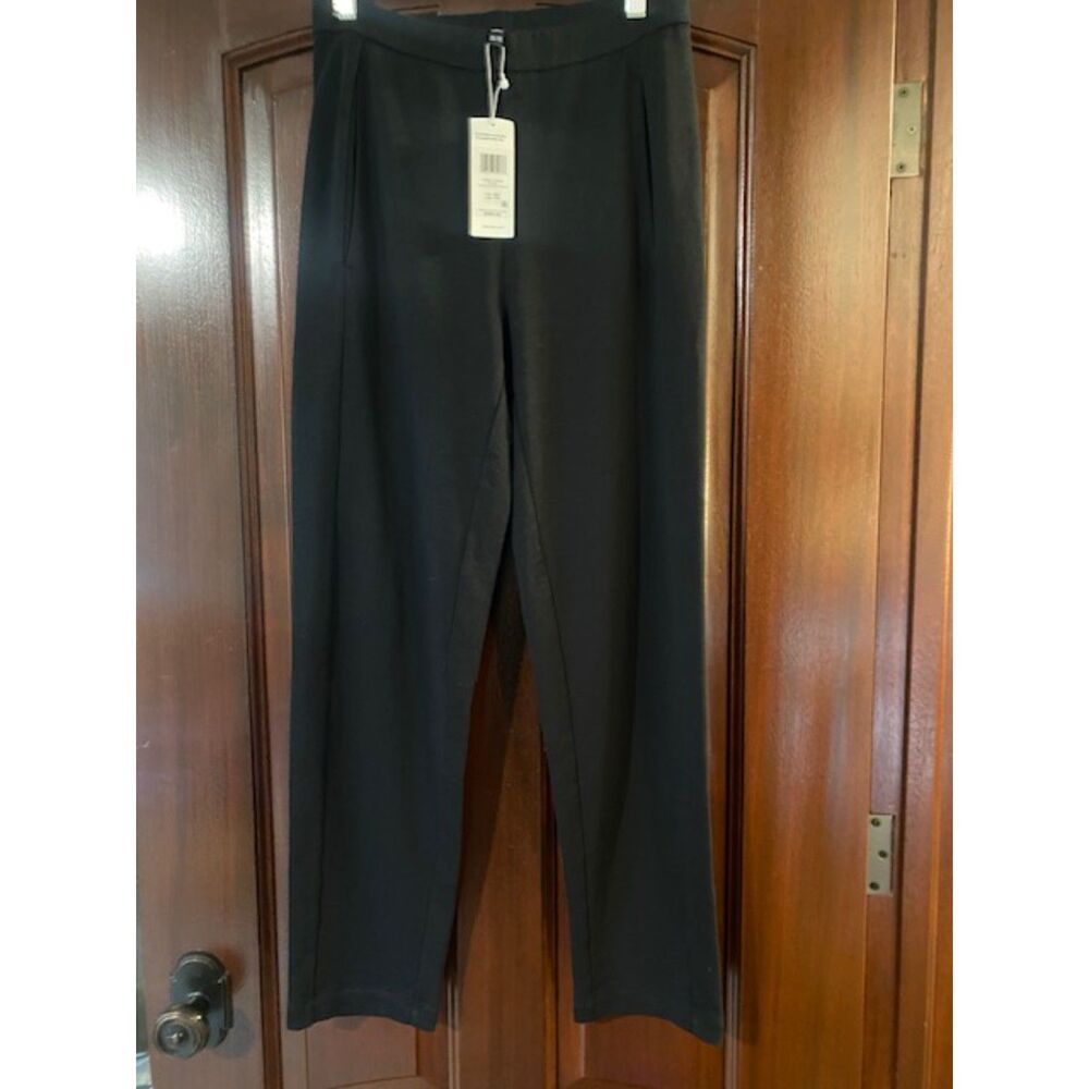 NWT Eileen Fisher Garment-Dyed Organic Cotton Terry Slouch Ankle Pants Black XXS